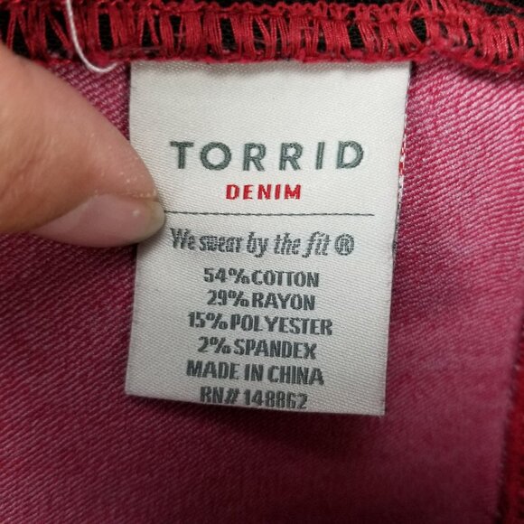 Torrid Jeans Womens 4X Red Stretch High Rise Slimming Pockets Lean Jean Straight - Picture 10 of 13
